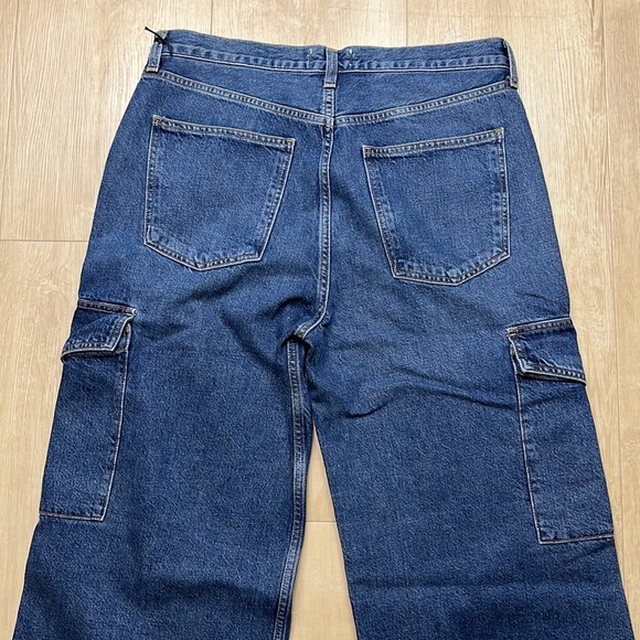 Agolde Minka Jeans Cargo High Rise Wide Leg Blue Denim Zip Path, Size 30 1238 - Picture 9 of 9